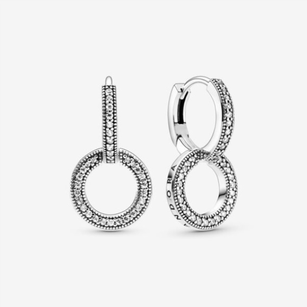 Sparkling Double Hoop Earrings Pandora Sterling Silver